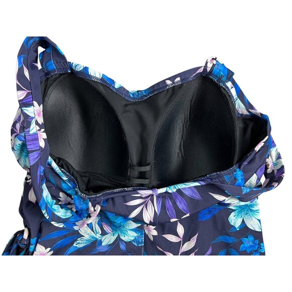 Swimsuits for All Sarong Front 1-Piece Swimsuit  Size 18  Blue Floral - Picture 4 of 10